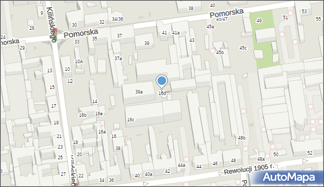 Łódź, Kilińskiego Jana, płk., 16d, mapa Łodzi