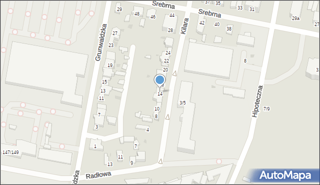 Łódź, Kilara Wojciecha, 14, mapa Łodzi