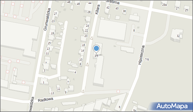 Łódź, Kilara Wojciecha, 3/5, mapa Łodzi