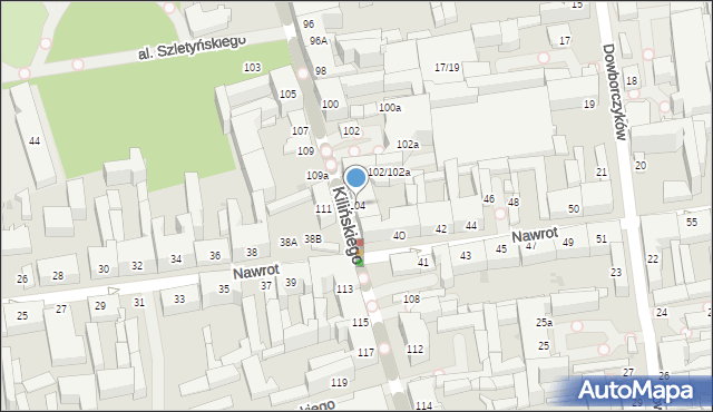 Łódź, Kilińskiego Jana, płk., 104, mapa Łodzi