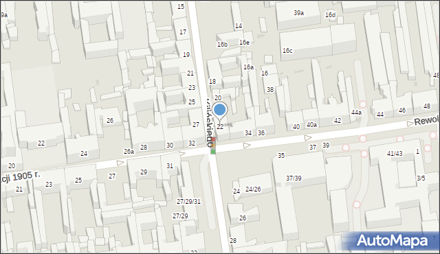 Łódź, Kilińskiego Jana, płk., 22, mapa Łodzi