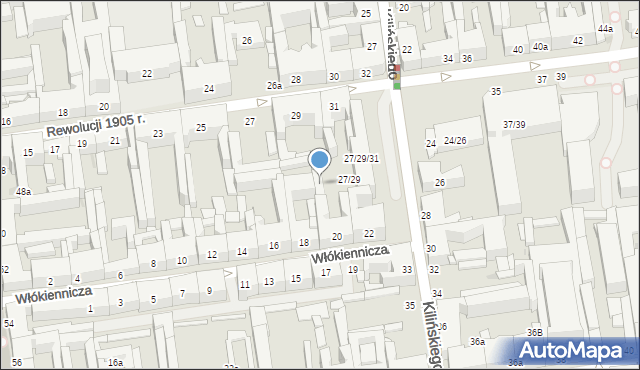 Łódź, Kilińskiego Jana, płk., 27/29a, mapa Łodzi