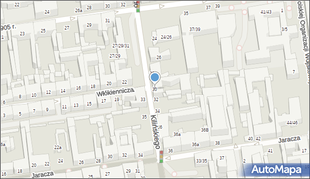 Łódź, Kilińskiego Jana, płk., 30, mapa Łodzi