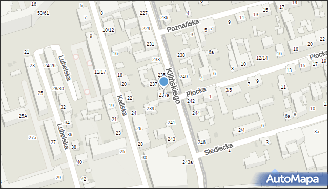Łódź, Kilińskiego Jana, płk., 237a, mapa Łodzi