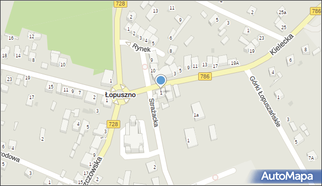 Łopuszno, Kielecka, 1, mapa Łopuszno