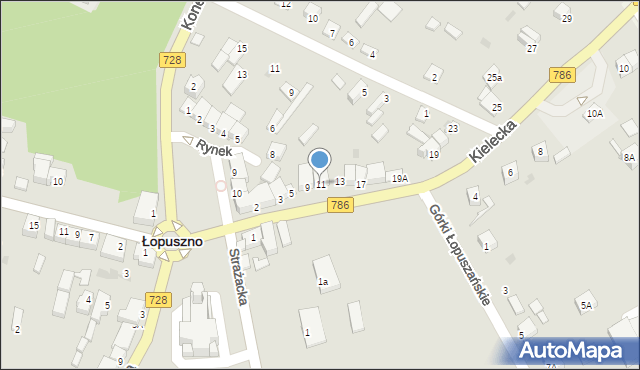 Łopuszno, Kielecka, 11, mapa Łopuszno