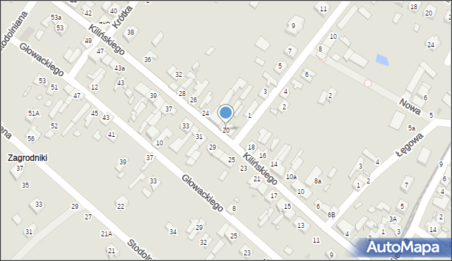 Lutomiersk, Kilińskiego Jana, płk., 20, mapa Lutomiersk