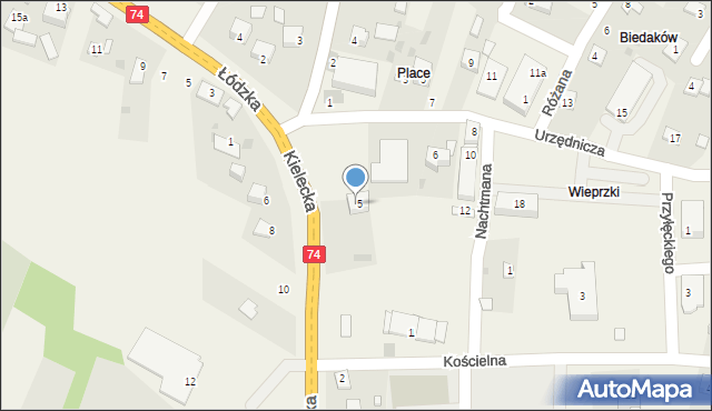 Miedziana Góra, Kielecka, 1, mapa Miedziana Góra