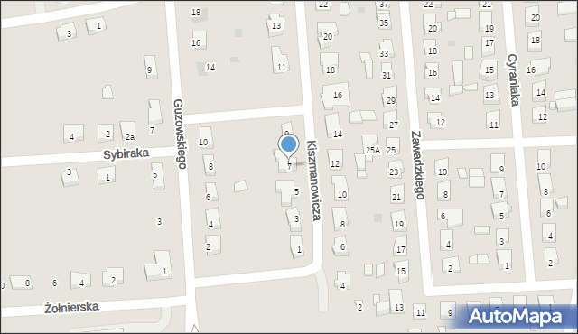 Międzyrzecz, Kiszmanowicza L., 7, mapa Międzyrzecz