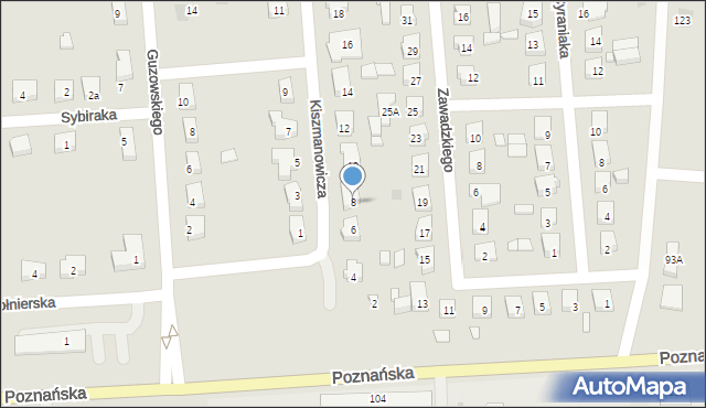 Międzyrzecz, Kiszmanowicza L., 8, mapa Międzyrzecz