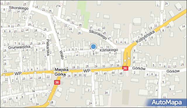 Miejska Górka, Kilińskiego Jana, płk., 6, mapa Miejska Górka