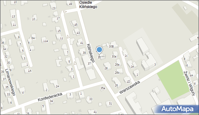 Mielec, Kilińskiego Jana, płk., 30, mapa Mielca