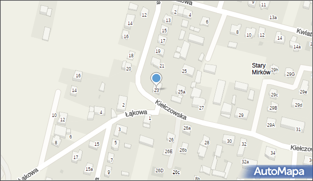 Mirków, Kiełczowska, 23, mapa Mirków