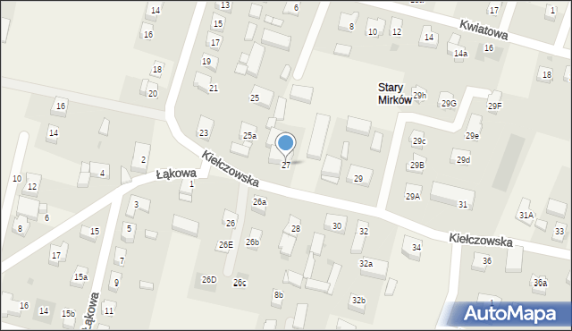 Mirków, Kiełczowska, 27, mapa Mirków