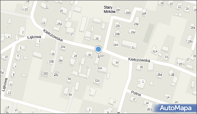 Mirków, Kiełczowska, 32, mapa Mirków
