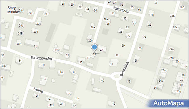 Mirków, Kiełczowska, 39, mapa Mirków