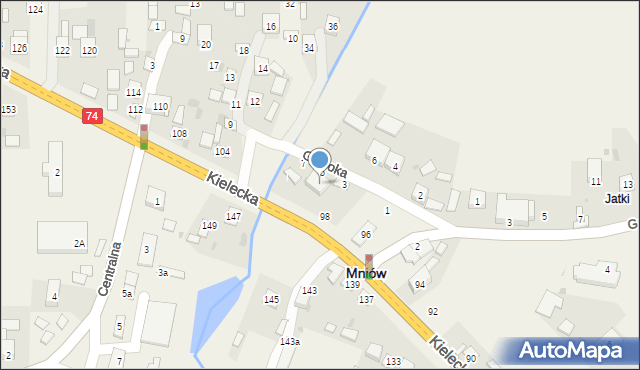 Mniów, Kielecka, 100, mapa Mniów
