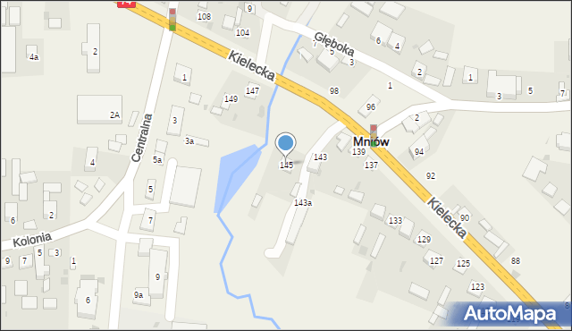 Mniów, Kielecka, 145, mapa Mniów
