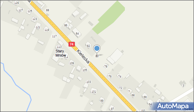 Mniów, Kielecka, 80, mapa Mniów
