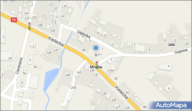Mniów, Kielecka, 96, mapa Mniów
