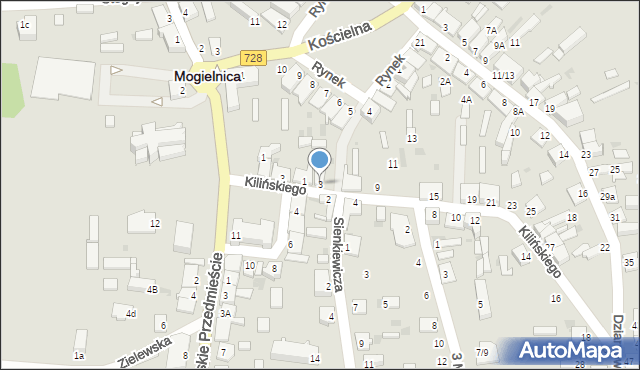 Mogielnica, Kilińskiego Jana, płk., 3, mapa Mogielnica