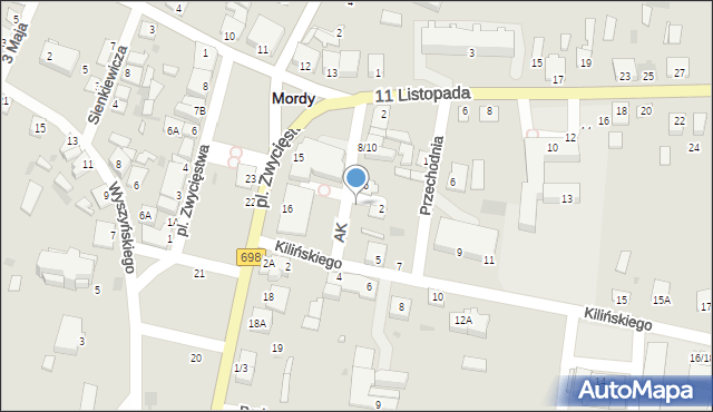 Mordy, Kilińskiego Jana, płk., 1, mapa Mordy