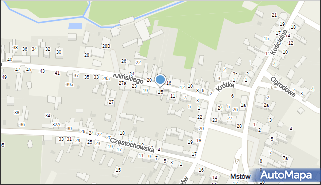 Mstów, Kilińskiego Jana, płk., 15, mapa Mstów