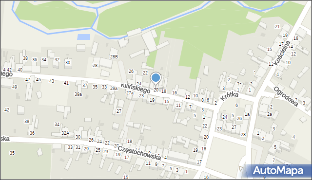 Mstów, Kilińskiego Jana, płk., 20, mapa Mstów