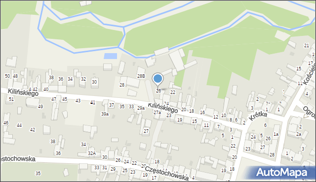 Mstów, Kilińskiego Jana, płk., 26, mapa Mstów