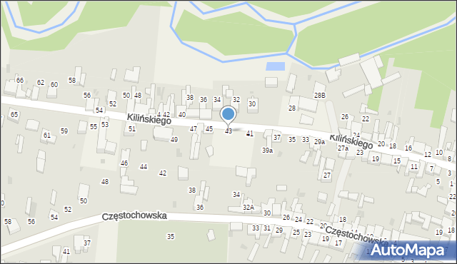 Mstów, Kilińskiego Jana, płk., 43, mapa Mstów