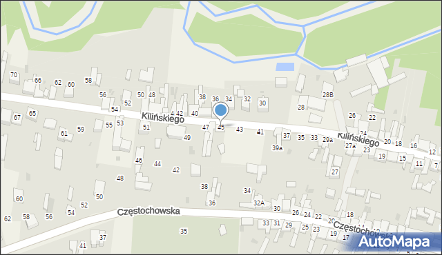 Mstów, Kilińskiego Jana, płk., 45, mapa Mstów