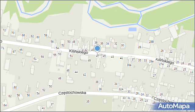 Mstów, Kilińskiego Jana, płk., 47, mapa Mstów