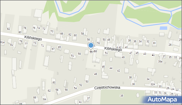 Mstów, Kilińskiego Jana, płk., 55, mapa Mstów