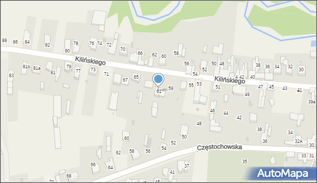 Mstów, Kilińskiego Jana, płk., 61, mapa Mstów