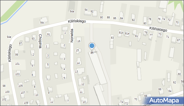 Mstów, Kilińskiego Jana, płk., 85, mapa Mstów