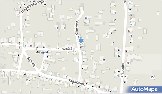 Myszków, Kilińskiego Jana, płk., 10, mapa Myszków