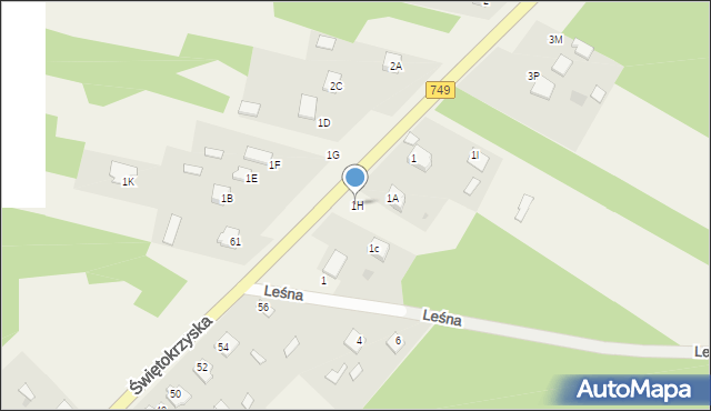Nieświń, Kielecka, 1H, mapa Nieświń
