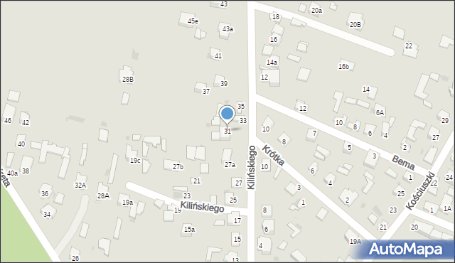 Nisko, Kilińskiego Jana, płk., 31, mapa Nisko