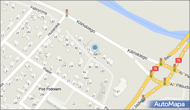 Nowy Sącz, Kilińskiego Jana, płk., 75B, mapa Nowego Sącza