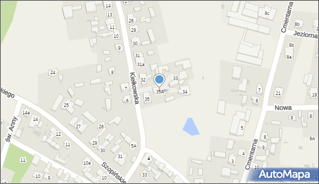 Obra, Kiełkowska, 35A, mapa Obra