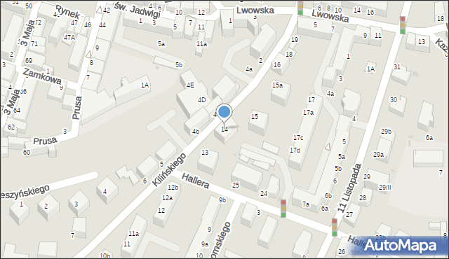 Oleśnica, Kilińskiego Jana, płk., 14, mapa Oleśnica