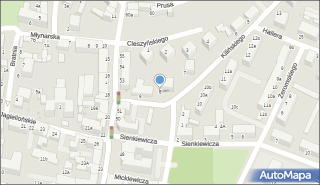 Oleśnica, Kilińskiego Jana, płk., 8, mapa Oleśnica
