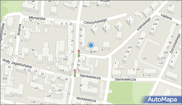 Oleśnica, Kilińskiego Jana, płk., 9, mapa Oleśnica