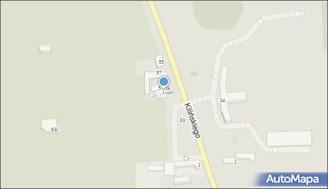 Pabianice, Kilińskiego Jana, płk., 59, mapa Pabianic