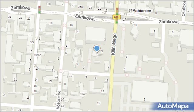 Pabianice, Kilińskiego Jana, płk., 7, mapa Pabianic