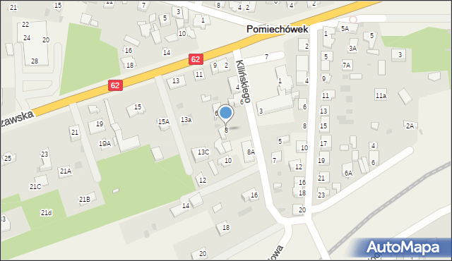 Pomiechówek, Kilińskiego Jana, płk., 8, mapa Pomiechówek