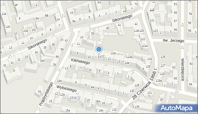 Poznań, Kilińskiego Jana, płk., 11, mapa Poznania