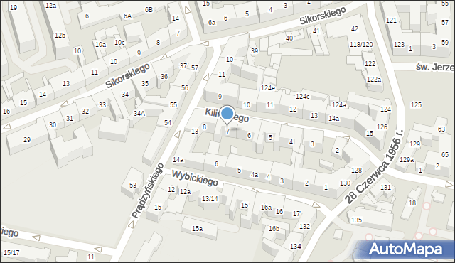 Poznań, Kilińskiego Jana, płk., 7, mapa Poznania