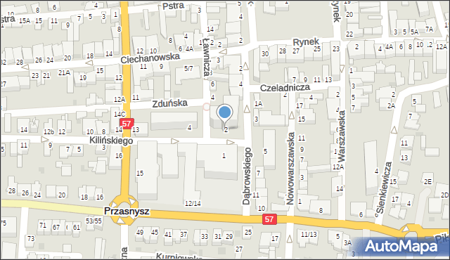 Przasnysz, Kilińskiego Jana, płk., 2, mapa Przasnysz