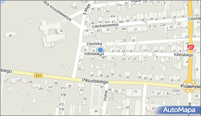 Przasnysz, Kilińskiego Jana, płk., 25A, mapa Przasnysz